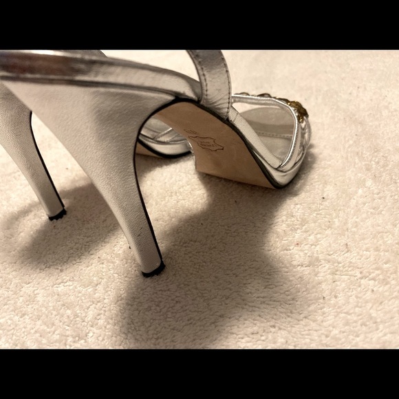 Gently Used Gorgeous Leather Silver Heels By RAGAZZA - Box 71 - Picture 4 of 4